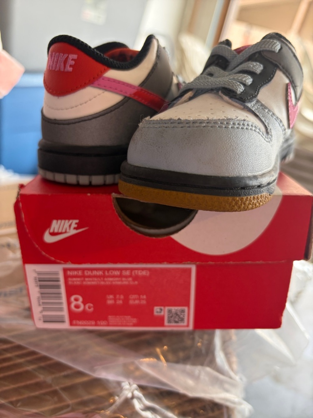 Nike Kids Gray, Pink and Red Low-Top Sneakers